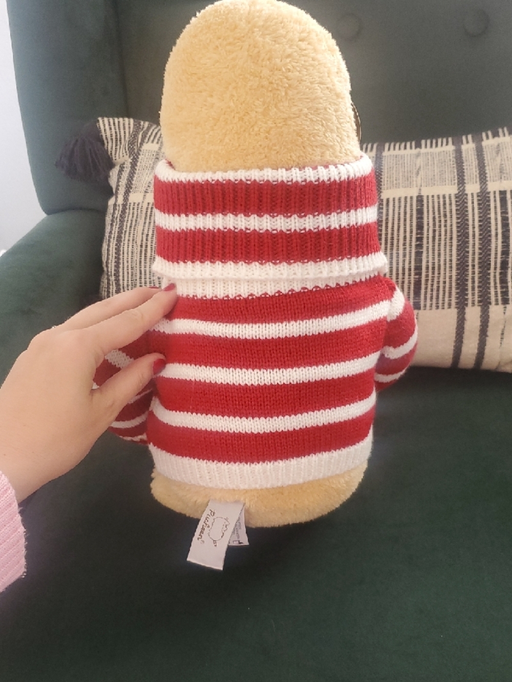 Pusheen Plush Sloth in Red and White Striped Sweater Holding Heart Latte - Picture 7 of 9